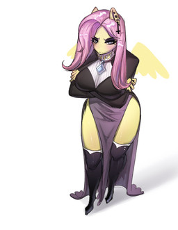 5_fingers anthro anthrofied big_breasts black_clothing black_eyeshadow black_knee_boots black_shirt black_topwear blue_eyes blush bottomwear breasts clothed clothed_anthro clothed_female clothing crossed_arms ear_piercing ear_ring eyebrows eyelashes eyeshadow feathered_wings feathers female female_anthro fingers furrowed_brow furrowed_eyebrows grumpy hair jewelry light long_hair looking_at_viewer makeup mouth_closed necklace piercing pink_eyebrows pink_hair pupils purple_bottomwear purple_clothing purple_skirt ring_piercing shirt simple_background skirt solo standing topwear white_background white_pupils wings yellow_wings mskend_a friendship_is_magic hasbro my_little_pony mythology fluttergoth fluttershy_(mlp) equid equine mammal mythological_creature mythological_equine pegasus 2024 colored digital_drawing_(artwork) digital_media_(artwork) english_description hi_res lighting shaded