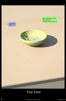 bodily_fluids bowl container cum cum_in_bowl cum_in_container cum_on_table dialogue dialogue_box furniture genital_fluids not_furry table text zero_pictured sirfox srfx18 comic digital_media_(artwork) english_text hi_res