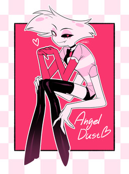 4_arms armwear boots bow_tie choker clothed clothing elbow_gloves footwear gloves handwear high_heeled_boots high_heels jewelry legwear male multi_arm multi_limb necklace pink_background shoes simple_background solo text thigh_boots thigh_highs enaic31 hazbin_hotel hellaverse angel_dust arachnid arthropod demon humanoid spider absurd_res character_name hi_res