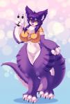 anthro big_breasts bottomless breasts claws clothed clothing featureless_crotch female fur hair kemono looking_at_viewer multicolored_body multicolored_fur purple_body purple_fur solo thick_thighs two_tone_body two_tone_fur white_body white_fur yellow_eyes mrsk tsukiyo mammal 2017 hi_res