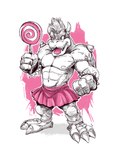 anthro bell_tutu bottomwear candy clothing dancewear dessert food horn lollipop male muscular muscular_male pecs skirt solo tongue tongue_out tutu inklooser mario_bros nintendo bowser koopa reptile scalie turtle 4:5 absurd_res hi_res