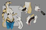 animal_genitalia anthro balls bodily_fluids breasts clothing cum cum_in_mouth cum_inside deep_throat drooling duo fellatio genital_fluids genitals gynomorph herm intersex intersex/male male oral oral_penetration penetration penile penis saliva sex sheath shocked simple_background snake_hood striped_body stripes tongue tongue_out undressing litehase canid canine mammal reptile scalie snake 3:2 hi_res