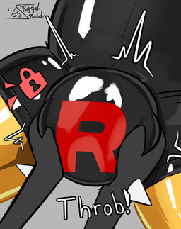 anthro black_bodysuit black_clothing black_latex black_skinsuit bodysuit bulge clothing duo latex latex_bodysuit latex_clothing latex_skinsuit lock_bulge lock_symbol male male/male null_bulge null_bulge_squeeze rubber_rocket skinsuit solo text throbbing tight_clothing yellow_bodysuit yellow_clothing yellow_latex yellow_skinsuit riggedreded nintendo pokemon team_rocket kusarichu generation_1_pokemon pikachu pokemon_(species) absurd_res hi_res