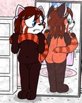 anthro balls butt fur genitals hair mirror nude penis solo young pokefound da_silva reagan_(pokefound) ailurid mammal red_panda 4:5 hi_res trans_(lore) trans_woman_(lore)