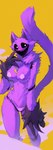 anthro black_sclera blush bra breasts claws clothing crossgender female fur looking_at_viewer moon_necklace nervous_smile panties purple_body purple_fur shy smile solo stitch_(sewing) tail underwear white_eyes 3gs mob_entertainment poppy_playtime smiling_critters catnap_(poppy_playtime) critters_(poppy_playtime) felid feline mammal absurd_res hi_res