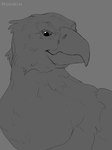 ambiguous_gender beak feral glistening glistening_eyes mouth_closed neck_bulge oral_vore simple_background solo text vore roobin avian 3:4 artist_name hi_res monochrome