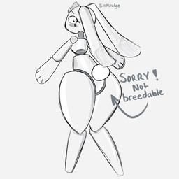 anthro big_butt black_eyes blush blush_stickers bottom_heavy butt cotton_tail eyelashes featureless_crotch featureless_feet feet female floppy_ears grey_background long_ears looking_back lop_ears machine null rear_view simple_background solo text thick_thighs wide_hips slopsludge lagomorph leporid mammal rabbit robot robot_anthro 1:1 hi_res