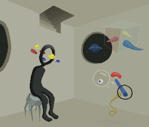 ambiguous_gender black_body bubble detailed_background eyeball feral group inside planet sitting surrealism demensa aquatic fish humanoid 2022 digital_media_(artwork) pixel_(artwork)
