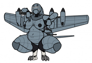 aircraft airplane anthro areola back_wings belly black_nipples breasts claws cockpit crouching featureless_crotch female grey_body gun jet jet_engine looking_at_viewer machine metallic_body navel nipples non-mammal_breasts non-mammal_navel non-mammal_nipples not_furry nude nude_anthro nude_female ranged_weapon simple_background smile solo thick_thighs toe_claws vehicle weapon white_background wings qwerty1989 ac-130 lockheed_martin aeromorph living_aircraft living_machine living_vehicle digital_media_(artwork)