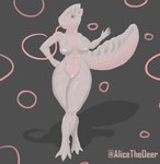 anthro circle dots female fully_shaded nude pink_eyes pose scales simple_background solo tail thick_tail thick_thighs white_body white_skin alicethedeer reptile scalie absurd_res hi_res pinup