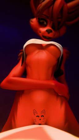 anthro bandeau big_breasts breasts clothing crossgender eye_patch eyewear female furniture genitals hair looking_at_viewer mtf_crossgender navel_line red_body red_hair short_hair smile smiling_at_viewer solo table table_humping tattoo topwear under_boob vulva wide_hips thicchips lewdmonsta_(modeler) five_nights_at_freddy's pussy-cat_(meme) scottgames foxy_(fnaf) canid canine fox mammal 3d_(artwork) 4k 9:16 absurd_res digital_media_(artwork) hi_res meme