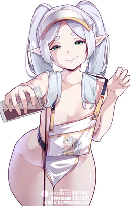 5_fingers apron apron_only barista bent_arm beverage biped breasts closed_smile clothing clothing_pull collarbone container cup eyebrows eyelashes female female_humanoid fingers front_view glistening glistening_eyes green_eyes grey_eyebrows grey_hair hair hat headgear headwear holding_beverage holding_container holding_cup holding_object humanoid_pointy_ears iris leaning leaning_forward legs_together light_body light_hair light_skin long_hair monotone_background monotone_body monotone_hair monotone_skin mouth_closed narrowed_eyes not_furry pigtails pointy_ears pose pouring pupils simple_background small_breasts smile smiling_at_viewer smirk smirking_at_viewer smug solo straight_arm tan_body tan_skin text twintails_(hairstyle) visor_cap white_apron white_background white_clothing white_hat white_headwear white_sclera white_text hotvr_(artist) frieren_beyond_journey's_end frieren_looking_up frieren elf humanoid 2026 artist_name english_description hi_res meme pinup portrait shaded three-quarter_portrait url