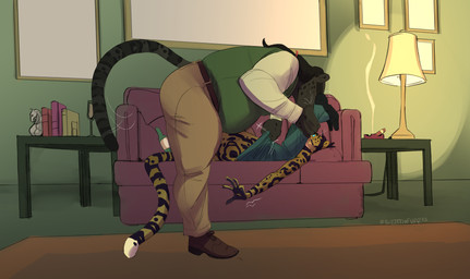 age_difference anthro christmas_clothing christmas_sweater christmas_topwear clothing detailed_background duo furniture hand_on_leg holidays kissing lamp male male/male obese obese_anthro obese_male older_male on_sofa overweight overweight_anthro overweight_male removing_pants size_difference sofa sweater topwear undressing twistedteeth christmas cheetah felid feline jaguar mammal pantherine hi_res trans_(lore) trans_man_(lore)