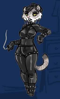 anthro biped black_hair breasts cigarette clothed clothing female fur grey_body grey_fur hair latex simple_background solo tail transparent_background jam_(artist) snowtiger_(jam) felid mammal pantherine tiger alpha_channel