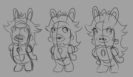 anthro bottomless bottomless_anthro bottomless_female buckteeth clothed clothed_anthro clothed_female clothing crown ear_piercing eyelashes featureless_crotch featureless_legs female flat_chested grey_background grey_body grey_clothing grey_eyes grey_hair grey_shirt grey_topwear hair headgear long_ears long_hair no_pupils noseless open_mouth piercing shirt simple_background solo standing teeth topwear jaleczu mario_bros mario_plus_rabbids_kingdom_battle nintendo raving_rabbids rayman_(series) ubisoft rabbid_peach lagomorph mammal rabbid 2024 crossover digital_drawing_(artwork) digital_media_(artwork) english_description monochrome sketch