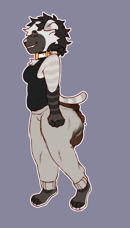 anthro barefoot black_body black_clothing black_fur black_shirt black_tank_top black_topwear bottomwear breasts clothed clothing excessive_feces eyes_closed feces feces_pile feet female female_pooping floppy_ears folded_ears fur gloves_(marking) grey_background grey_body grey_bottomwear grey_clothing grey_fur grey_pants hair markings medium_breasts outline pants pooping shirt simple_background smile soiling soiling_pants solo tail tank_top teeth topwear white_body white_fur white_outline thatcreamcat oreo_(thatcreamcat) felid feline mammal hi_res