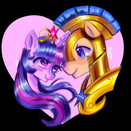 armor blush crown duo eyelashes female feral headgear heart_symbol helmet horn male romantic smile wings frijolito_darketo friendship_is_magic hasbro my_little_pony mythology flash_sentry_(mlp) twilight_sparkle_(mlp) equid equine mammal mythological_creature mythological_equine pegasus unicorn 1:1