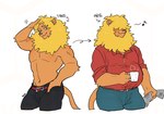 age_progression anthro belly belt blush clothed clothing fit_to_fat hair hair_over_eyes male muscular muscular_anthro muscular_male navel overweight pecs topless topless_anthro weight_gain ban24983801 felid lion mammal pantherine hi_res