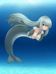 blue_eyes bubble bubble_censorship convenient_censorship dolphin_tail dorsal_fin female fin fin_hands flipper_hands grey_body grey_hair hair ineffective_censorship looking_at_viewer ocean_floor smooth_skin solo split_form mikeysk animal_humanoid cetacean dolphin humanoid mammal marine marine_humanoid merfolk toothed_whale censored hi_res