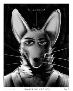 anthro big_ears black_background black_nose border clothing collared_jacket dialogue eyebrows frown jacket looking_at_viewer male neck_tuft simple_background solo text topwear tuft whiskers white_border sharkinthepark kennedy_(sharkinthepark) canid canine fox mammal 2025 4:5 absurd_res comic english_text greyscale hi_res monochrome
