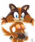2015 anthro badger breasts clothed clothing female fur hair hi_res looking_at_viewer mammal mustelid musteline nipples sega smile solo sonic_boom sonic_the_hedgehog_(series) sticks_the_jungle_badger virate-chip