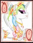 card card_template diamonds_(suit) feathered_wings feathers female fur hair horn looking_at_viewer multicolored_hair playing_card playing_card_template purple_eyes queen_of_diamonds royalty solo suit_symbol white_body white_feathers white_fur wings the1king friendship_is_magic hasbro my_little_pony mythology princess_celestia_(mlp) equid equine mammal mythological_creature mythological_equine winged_unicorn traditional_media_(artwork)