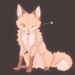ambiguous_gender blep brown_body brown_fur claws dipstick_tail feet feral fluffy fluffy_tail fur gloves_(marking) leg_markings markings multicolored_body multicolored_fur multicolored_tail one_eye_closed orange_body orange_fur pink_tongue quadruped red_tongue simple_background sitting socks_(marking) solo star tail tail_markings tan_body toes tongue tongue_out tuft white_body white_fur wink yellow_eyes fusau canid canine fox mammal 2026 hi_res signature
