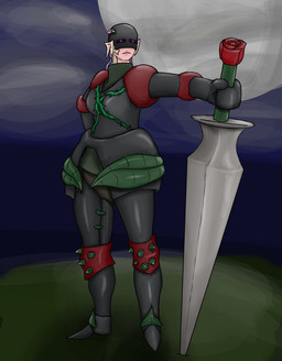 armor dark_knight flower greatsword headgear helmet horn leaf melee_weapon moon plant posessed sword thorns vines weapon superduck final_fantasy final_fantasy_xiv square_enix xaela video_games