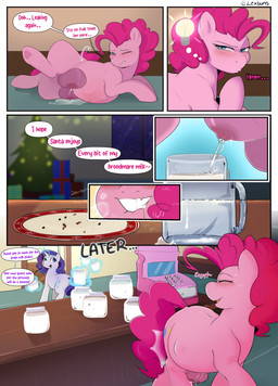 bodily_fluids breasts drooling female feral horn lactating pregnant pregnant_female pregnant_feral saliva saliva_string text lexbunsfw friendship_is_magic hasbro my_little_pony mythology pinkie_pie_(mlp) rarity_(mlp) equid equine horse mammal mythological_creature mythological_equine pony unicorn 2025 absurd_res colored comic digital_drawing_(artwork) digital_media_(artwork) english_text hi_res shaded