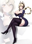 bra breasts cleavage clothed clothing crossed_legs female footwear high_heels legwear looking_at_viewer pupils shoes smile solo stockings thick_thighs thigh_highs underwear mishythesheep animal_humanoid cat_humanoid felid felid_humanoid feline feline_humanoid humanoid mammal mammal_humanoid absurd_res hi_res