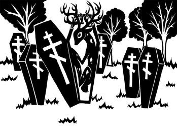 2_horns ambiguous_gender antlers christian_cross christian_symbol coffin cross deer_ears ears_back feral fur grass hooves horn in_coffin pivoted_ears plant quadruped religion religious_symbol scp-1760 scut_tail short_tail side_view simple_background slavic_cross tail tree unguligrade white_background sunnyclockwork christianity scp_foundation cervine deer mammal red_deer 2014 black_and_white digital_drawing_(artwork) digital_media_(artwork) hi_res monochrome
