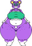 anthro bottomless breasts clothed clothing curvy_figure erect_nipples female freckles fur genitals nipples overweight overweight_female overweight_humanoid pubes purple_body purple_fur pussy smile solo thick_thighs voluptuous ponk animal_crossing nintendo megan_(animal_crossing) bear humanoid mammal hi_res