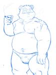 anthro briefs bulge cigarette clothed clothing male musclegut muscular muscular_anthro muscular_male navel nipples slightly_chubby smoking solo topless underwear shiba-kenta daigo_kumano bear mammal 3:4 line_art sketch