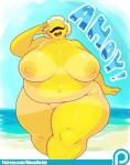 :d belly big_belly big_breasts blonde_hair breasts dialogue eyes_closed female genitals glistening glistening_body hair huge_breasts navel nipples not_furry nude obese obese_female obese_humanoid open_mouth overweight overweight_female overweight_humanoid patreon_logo pussy short_hair smile solo suntan tan_line teeth text thick_thighs tongue website_logo wide_hips yellow_body yellow_skin dieselbrain patreon sucy cyclops humanoid english_text hi_res url