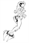 anthro breasts female fin fin_hair fish_tail navel non-mammal_breasts one_eye_closed pseudo_hair simple_background smile solo split_form white_background bobguthrie fish marine monochrome traditional_media_(artwork)