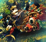 anthro black_clothing clothing detailed_background duo eating flute food headdress male musical_instrument ninja onigiri outside pawpads playing_music rice warrior wind_instrument woodwind_instrument ohayashi55 anothereidos_of_dragon_vein_r hanzo_(anothereidos_r) canid canine canis domestic_dog mammal