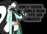 big_tail black_body black_eyes black_fur clean_diaper clothed clothing coat diaper fur hair lab_coat lab_coat_only logo logo_on_clothing logo_on_diaper long_hair male mint_green_fur padded simple_background slim smile smug solo tail text tf2_spray topwear translucent transparent_background wearing_diaper white_body white_fur clownin-n-frownin team_fortress_2 valve engineer_(team_fortress_2) quilt_(clownin-n-frownin) mammal mephitid skunk alpha_channel hi_res