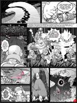 amoonguss anthro arcanine bluebean carnivine comic dialogue english_text female feral gastly generation_1_pokemon generation_2_pokemon generation_4_pokemon generation_5_pokemon generation_6_pokemon gesture gourgeist group gun hand_gesture hi_res human magnezone male mammal monochrome nintendo pokemon pokemon_(species) ranged_weapon scyther sudowoodo text thumbs_up watchog weapon whimsicott
