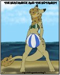 anthro ball beach beach_ball bikini blush border clothing female fur inflatable leopard_spots looking_at_viewer orange_eyes sea solo spots swimwear tail tail_tuft tongue tongue_out tuft two-piece_swimsuit water white_border wool_(fur) wool_hair frostedscales the_nature_of_predators venlil_(the_nature_of_predators) 4:5 hi_res