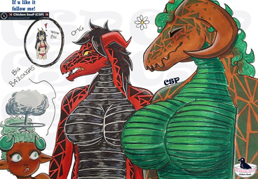 aroused aroused_face bicolor big_breasts black_body black_scales breasts earth female female/female group happy horn lava meme_pose multicolored_body planet scales sharp_teeth shocked size_difference smile teeth teeth_showing text two_tone_body chicken_soup_(artist) european_mythology mythology fan_character julya_(chicken_soup) margaret_(chicken_soup) margaret_(oc) animal_humanoid dragon eastern_dragon elemental_creature elemental_dragon horned_humanoid humanoid magma_dragon mammal mammal_humanoid mythological_creature mythological_scalie scalie western_dragon 2025 colored digital_media_(artwork) english_text hi_res meme partially_translated traditional_media_(artwork) translation_check translation_request watermark