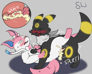 anal animal_genitalia animal_penis blush bodily_fluids cum cum_inside dominant dominant_male duo ejaculation erection feral feral_on_feral feral_penetrated feral_penetrating genital_fluids genitals internal internal_anal lying male male/male on_back overwhelmed penetration penis pinned questionable_consent sex shaking submissive submissive_male sweat sweatdrop thrust_lines thrusting tremble_spikes trembling shadowleap nintendo pokemon eeveelution generation_2_pokemon generation_6_pokemon pokemon_(species) sylveon umbreon hi_res