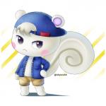 :< anthro backwards_baseball_cap backwards_hat baseball_cap big_tail bottomwear clothed clothing fully_clothed hat headgear headwear looking_at_viewer male shorts simple_background solo standing tail alcyone animal_crossing nintendo marshal_(animal_crossing) mammal rodent sciurid tree_squirrel 1:1 2018