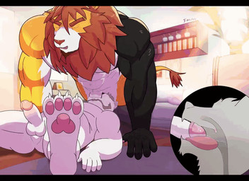abs anthro anthro_on_anthro anthro_penetrated anthro_penetrating anthro_penetrating_anthro balls beard big_muscles blinking bouncing_penis claws cutaway duo erection exercise eyebrows face_fucking facial_hair father_penetrating_son feet fellatio forced forced_oral fur genitals hair humanoid_genitalia humanoid_penis indoor_nudity indoor_sex inside internal internal_oral irrumatio lying male male/male male_penetrated male_penetrating male_penetrating_male mane muscular muscular_anthro muscular_male nude on_back oral oral_only oral_penetration pawpads pecs penetration penile penile_penetration penis penis_in_mouth push-up sex sexercise tuft uvula workout moohanky canid canine felid lion mammal pantherine 11:8 2021 2d_animation animated loop father_(lore) father_and_child_(lore) father_and_son_(lore) incest_(lore) parent_(lore) parent_and_child_(lore) parent_and_son_(lore) son_(lore)