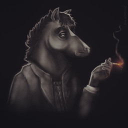 5_fingers anthro cigarette cigarette_smoke clothed clothed_anthro clothed_male clothing ears_up facial_markings fingers front_view fur head_markings humanoid_hands jacket lit_cigarette male male_anthro mane markings nose_markings orange_glow pointy_ears prick_ears realistic simple_background smoke smoking smoking_cigarette solo sweater three-quarter_view topwear louceph bojack_horseman netflix bojack_horseman_(character) equid equine horse mammal 1:1 2018 bust_portrait detailed digital_media_(artwork) digital_painting_(artwork) english_description hi_res icon painting_(artwork) portrait restricted_palette