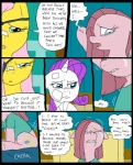 2012 bandage blue_eyes bodily_fluids clothed clothing comic crying cutie_mark depression dialogue digital_media_(artwork) earth_pony english_text equid equine female feral fluttershy_(mlp) friendship_is_magic fur grief group hair hasbro horn horse in_denial inside mammal metal_(artist) my_little_pony mythological_creature mythological_equine mythology pink_body pink_fur pink_hair pinkamena_(mlp) pinkie_pie_(mlp) pony purple_hair rarity_(mlp) sad sitting tears text unicorn white_body white_fur yellow_body yellow_fur