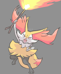 ambiguous_anthro ambiguous_gender anthro big_tail biped cute_fangs digitigrade dipstick_tail elemental_manipulation eyelashes fangs fire fire_manipulation front_view holding_object holding_stick markings narrowed_eyes on_one_leg open_mouth simple_background solo standing stick tail tail_markings teeth text tongue gd-058 nintendo pokemon braixen canid generation_6_pokemon mammal pokemon_(species) 2020 aliasing artist_name binary_drawing colored_sketch digital_drawing_(artwork) digital_media_(artwork) full-length_portrait japanese_description portrait sketch translated_description watermark