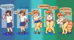 anthro areola big_breasts big_butt bodily_fluids bottomwear breast_expansion breasts butt butt_expansion clothing eggnog expansion female gender_transformation huge_breasts huge_butt hyper hyper_breasts lactating lactating_through_clothing male mtf_transformation nipples profanity shirt shorts simple_background solo species_transformation text thick_thighs topwear transformation transformation_sequence wet wet_clothing wide_hips nokamiwd human mammal procyonid raccoon absurd_res english_text hi_res