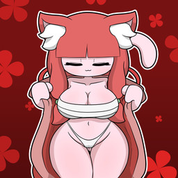 anthro bow_ribbon breasts butt butt_from_the_front camel_toe chest_wraps cleavage clothed clothing eyelashes female hair inner_ear_fluff navel panties red_clothing red_hair red_robe robe solo tail tuft underwear white_inner_ear_fluff wraps tonytoran erica_(tonytoran) domestic_cat felid feline felis mammal hi_res