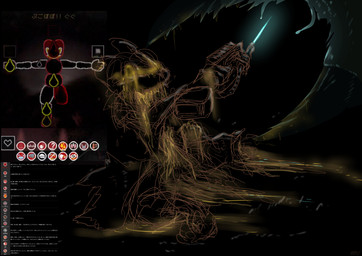 4_fingers 4_toes anthro barefoot black_body black_fur blood blood_from_mouth blood_in_mouth blood_on_body blood_on_hand bodily_fluids claws colored_blood covered_in_blood crying digitigrade exposed_organs eyebrows feet fingers fluffy fluffy_tail fur gore guts intestines open_mouth orange_pawpads organs pain pawpads solo tail tears teeth text toes unusual_blood unusual_bodily_fluids wounded yellow_blood mttbsmn casualties:_unknown expie_(gunsawian) gunsawian absurd_res english_text hi_res