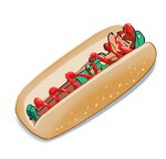 annoyed anthro female food hot_dog humor ketchup lying on_back pun simple_background solo unimpressed visual_pun white_background kyu-bum_lee misha_(colo) canid canine canis domestic_dog mammal 2020 hi_res